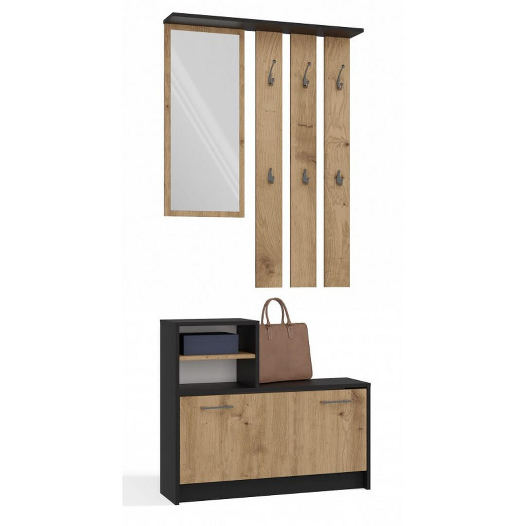 RAUMHIRSCH FURNITURE ŠATNA praktická šatníková sestava se zrcadlem antracitová, Artisan 85/180/24