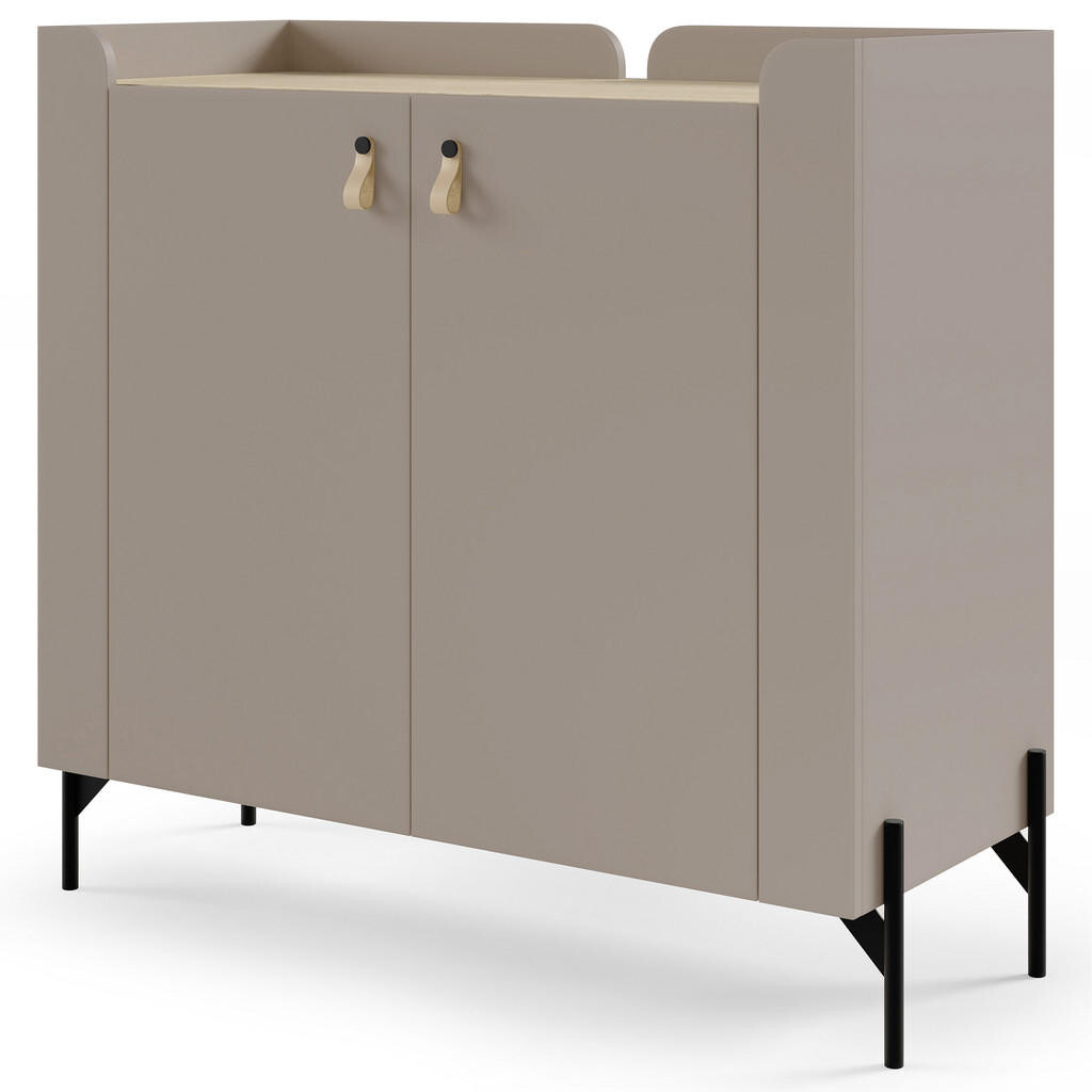 Beautysofa KOMODA Sorella se 2 dveřmi, 100 cm, do studentského pokoje, porcini + dub Mavelie
