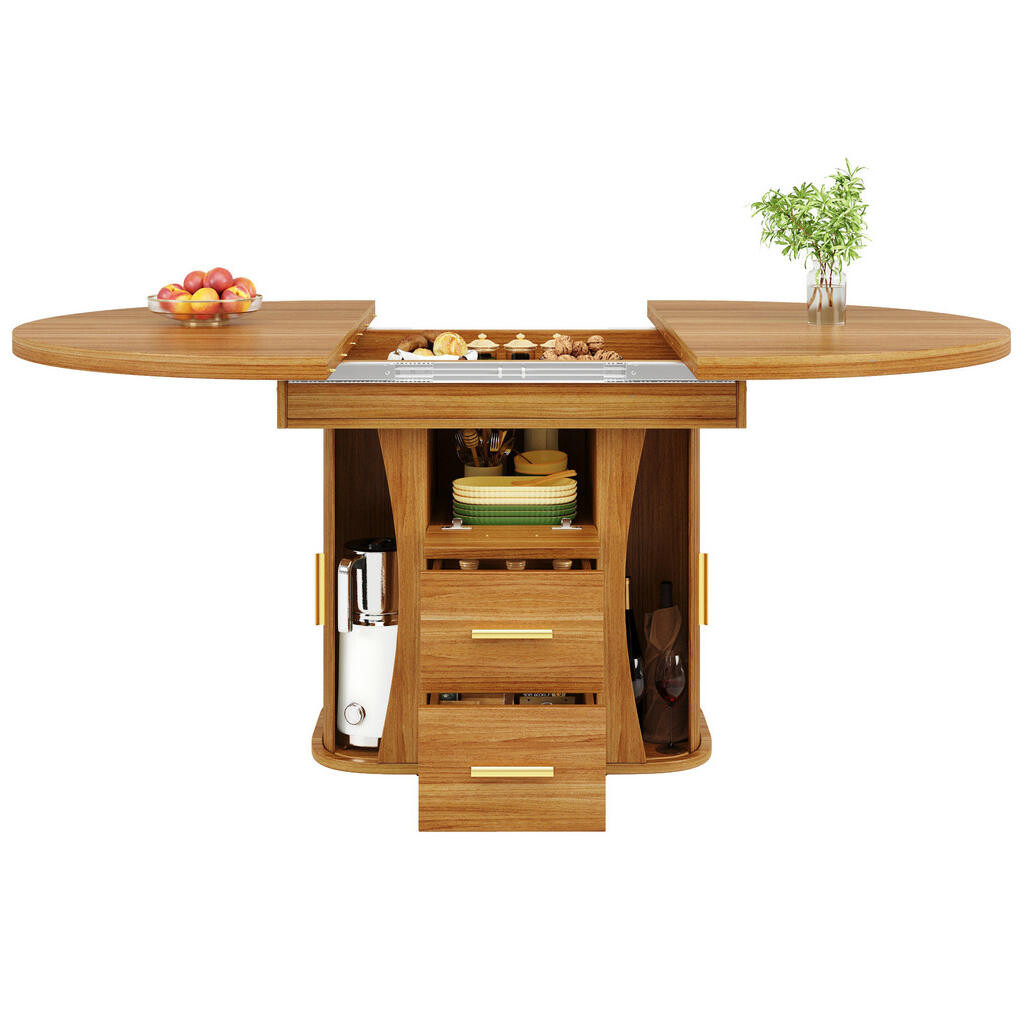 OKWISH JÍDELNÍ stůl 118-158/118/77 cm ořechová z MDF rozkládací