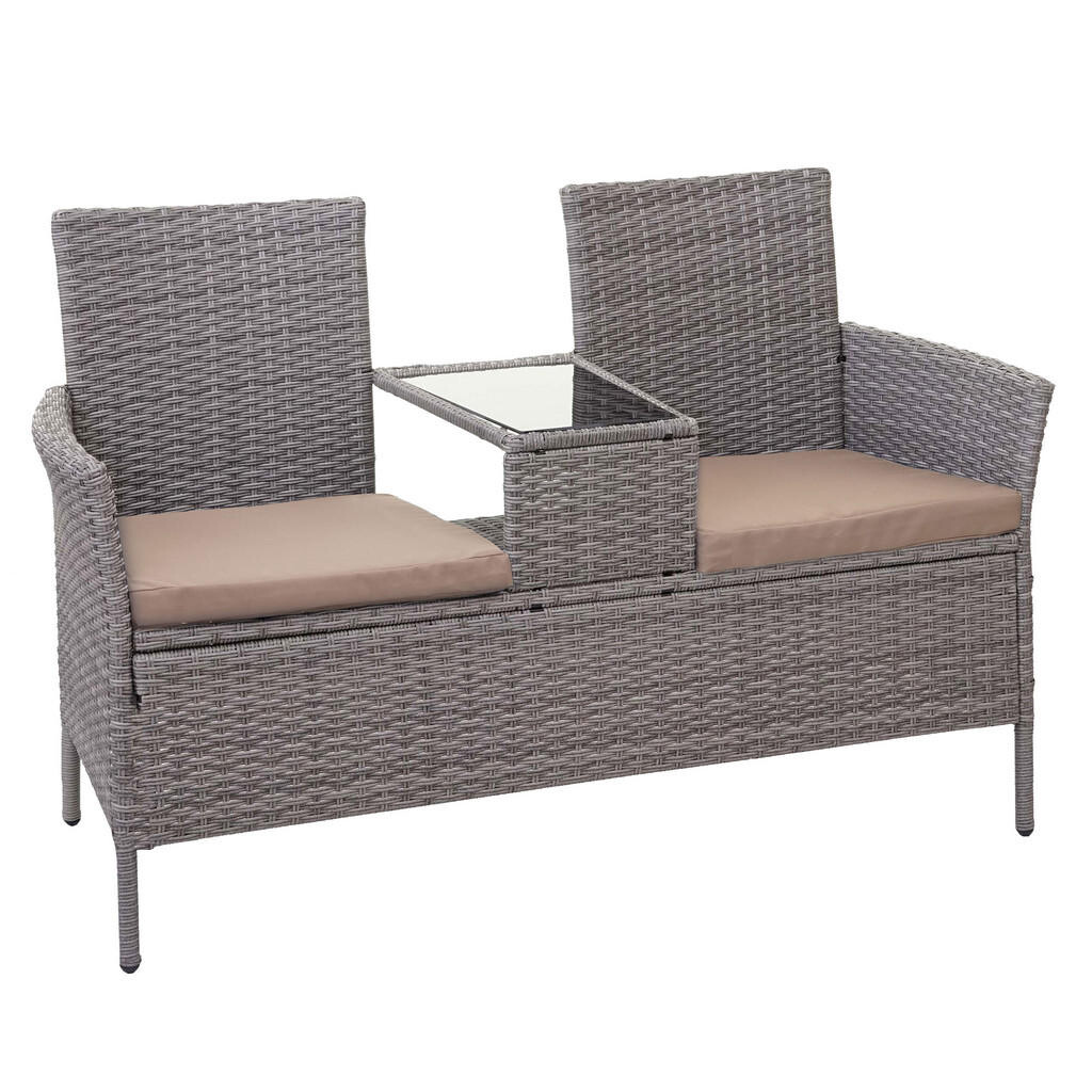 MCW POLY-RATTAN LAVICE Světle šedá, béžová