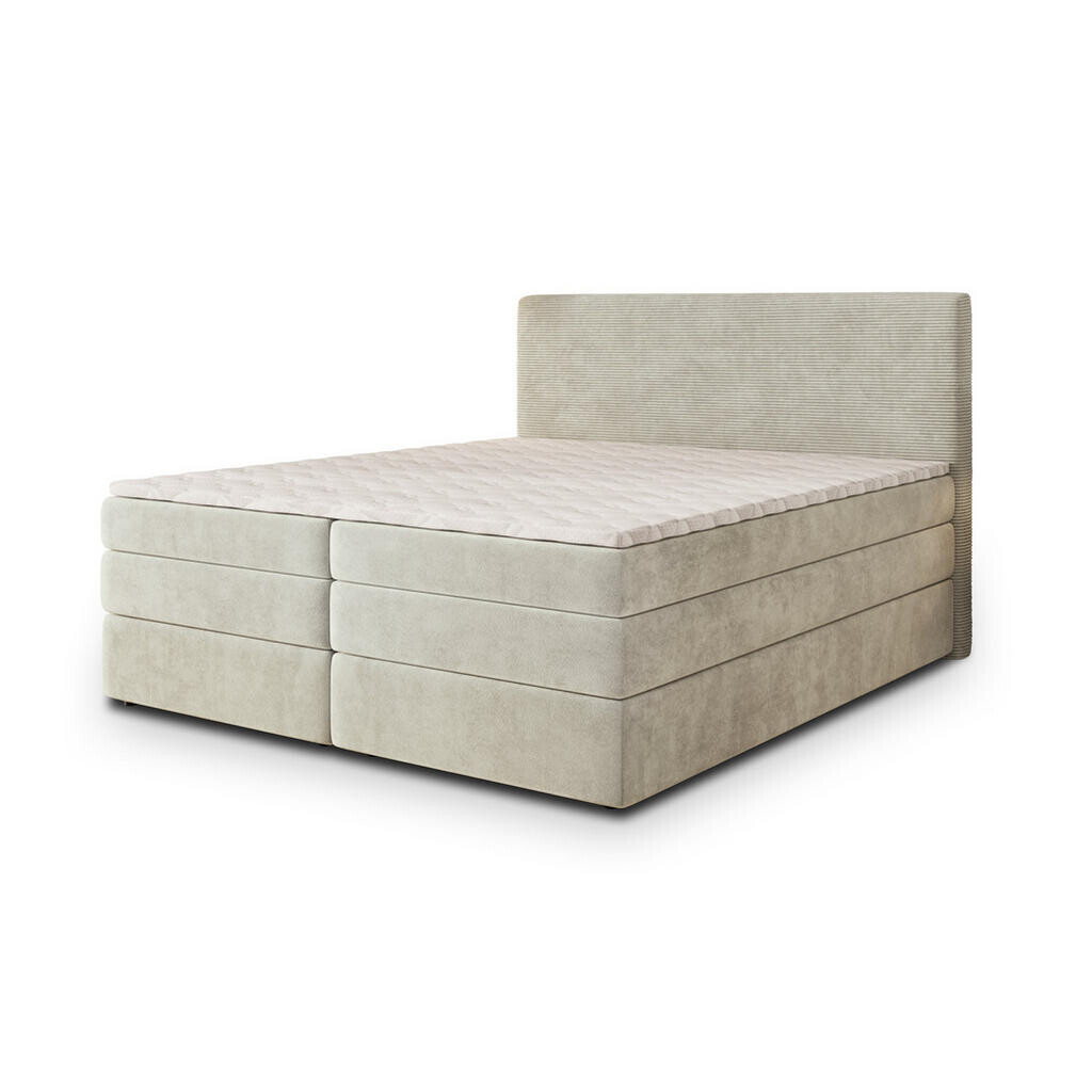MASSENO POSTEL BOXSPRING MATERN 180x200 cm, s matrací a úložným prostorem, krémová