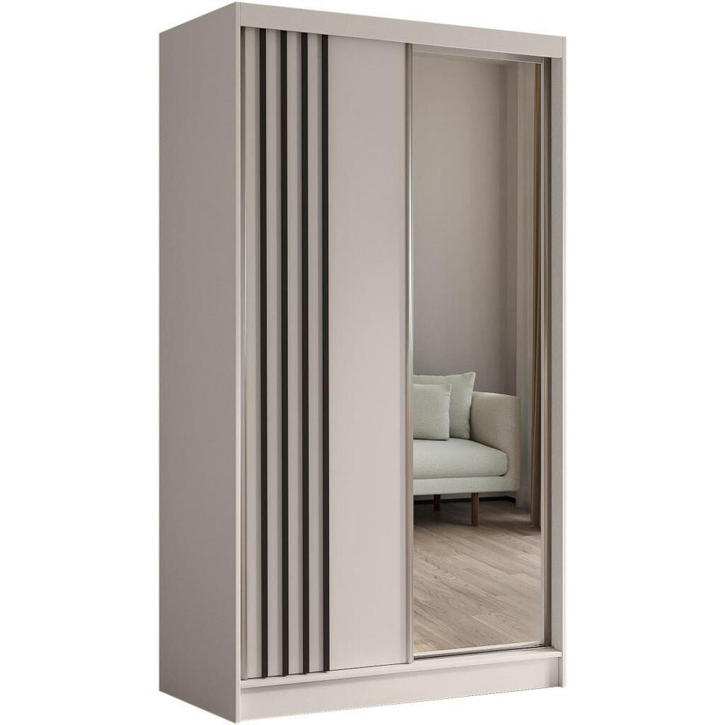 Beautysofa SKŘÍŇ s posuvnými dveřmi Nela 120/216/61 kašmír + černá