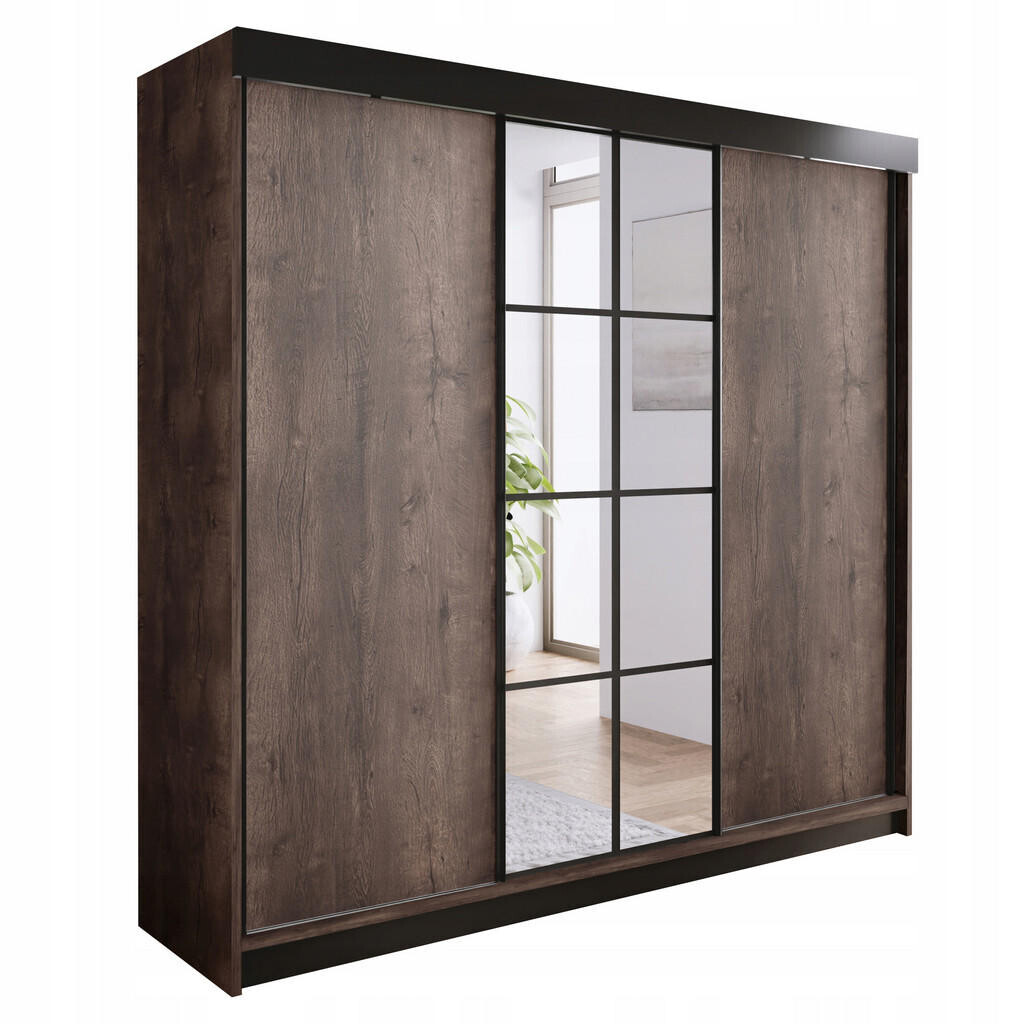 Kier Furniture POSUVNÁ ŠATNÍ SKŘÍŇ ARI 1 se zrcadlem 250 - Tmavy Jesan