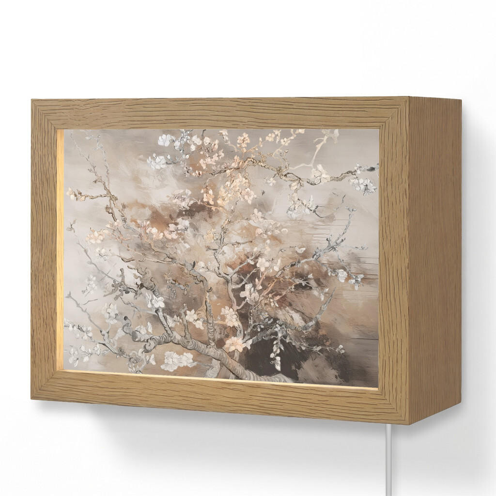 OnlyWow NÁSTĚNNÁ LAMPA Mandlový květ - Umění - Van Gogh - Béžová - Abstraktní 20x15 cm