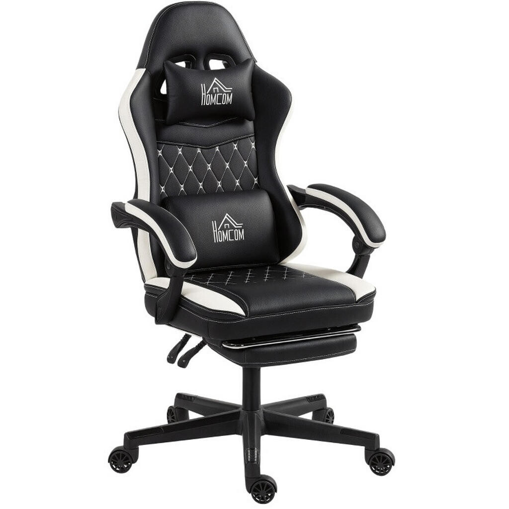 Redom HERNÍ židle 65/64/118-128 cm s podnožkou, polohovatelným opěradlem a nastavením výšky, polyester, Černá