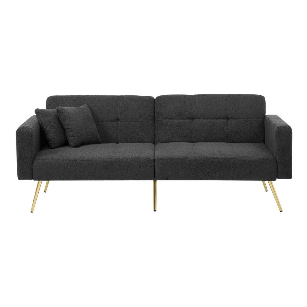 OKWISH ROZKLÁDACÍ pohovka 175/64/72 cm tmavě šedá ze šerpy a pěny s nastavitelnou opěrkou a kapsami