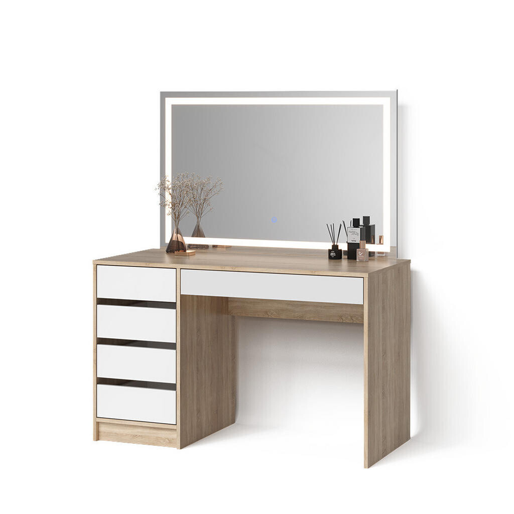 Livinity® TOALETNÍ STOLEK Imola Bílá/Sonoma 120 cm se zrcadlem LED