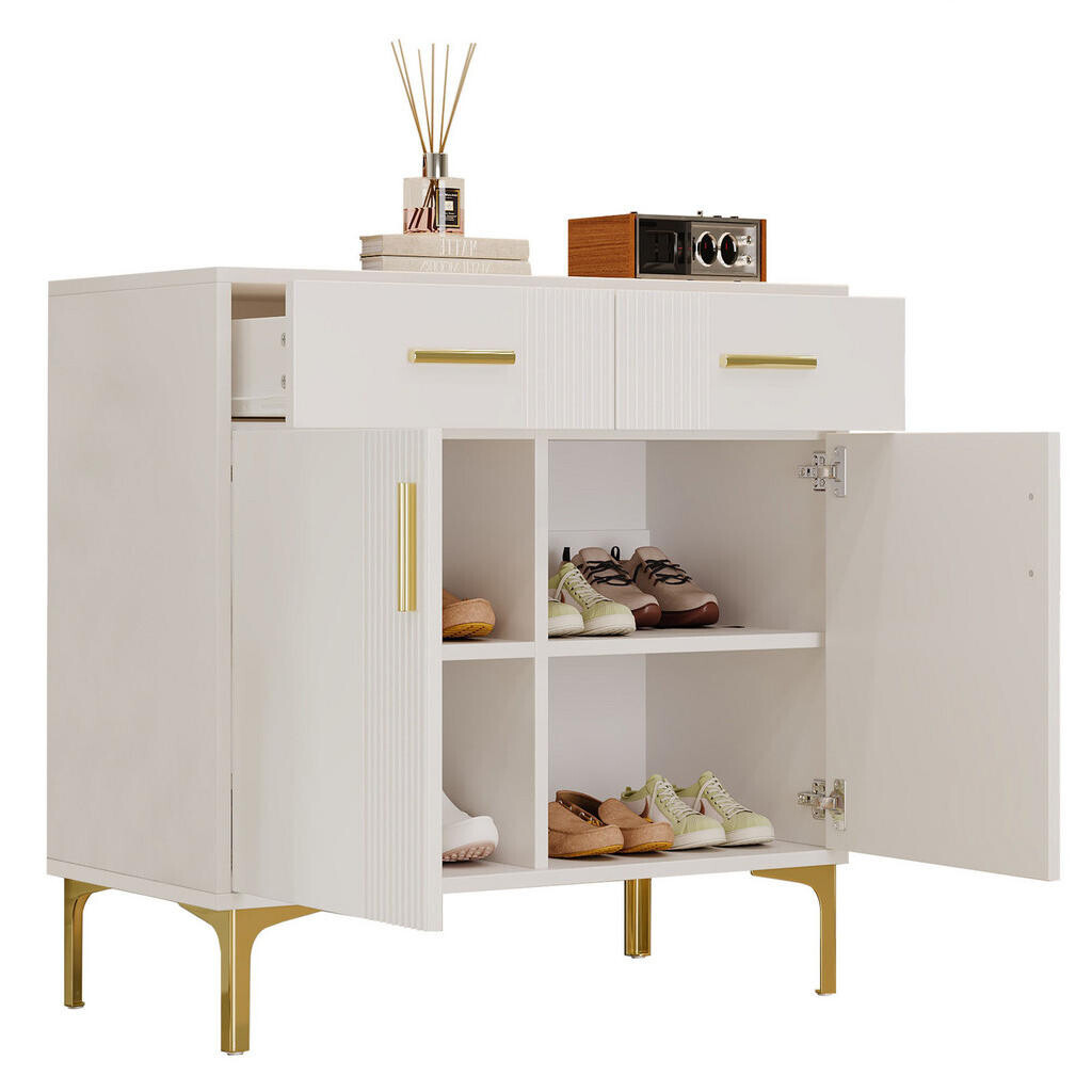OKWISH BOČNÍ skříň 80/35/79,5 cm bílá z MDF s dvěma dveřmi a dvěma zásuvkami