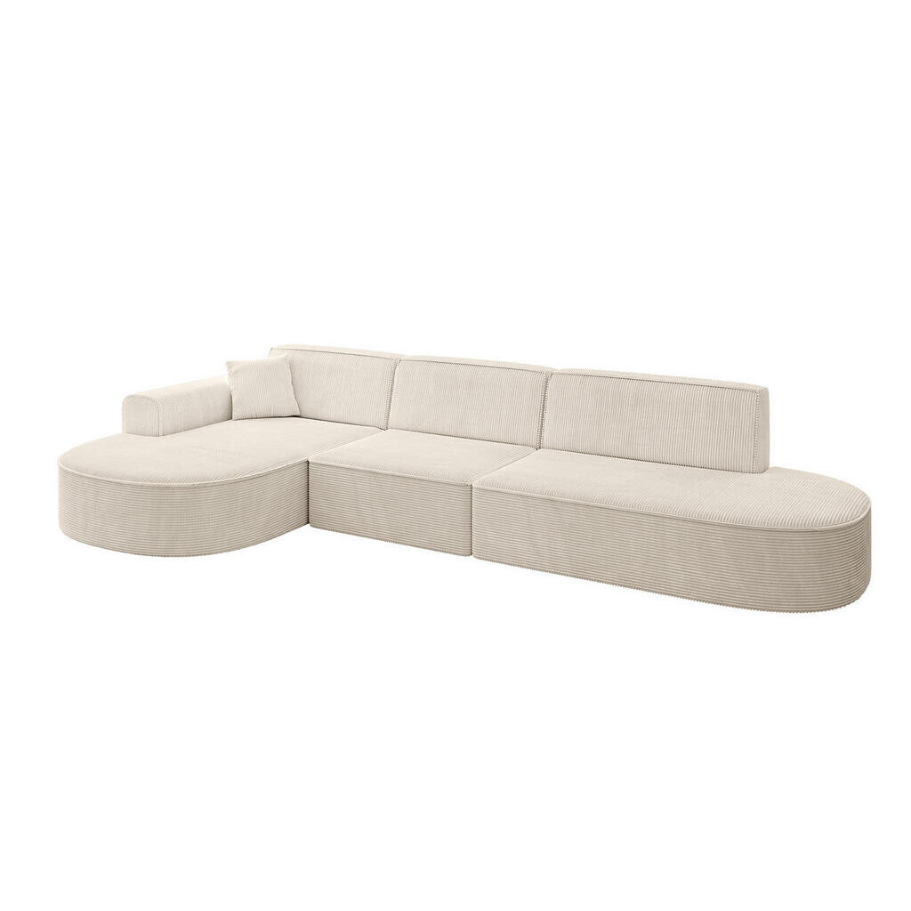 ALTDECOR ROHOVÁ SEDACÍ SOUPRAVA s otomanem vlevo MARI-L2 – 328 x 171 x 79 cm, béžový manšestr