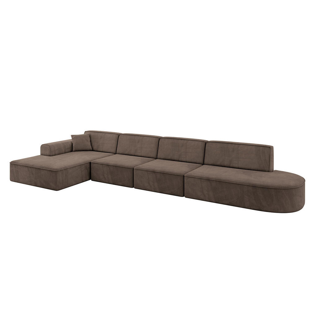 ALTDECOR ROHOVÁ SEDAČKA s otomanem vlevo IREA-L3-v3 – 412 × 165 × 77 cm, hnědá