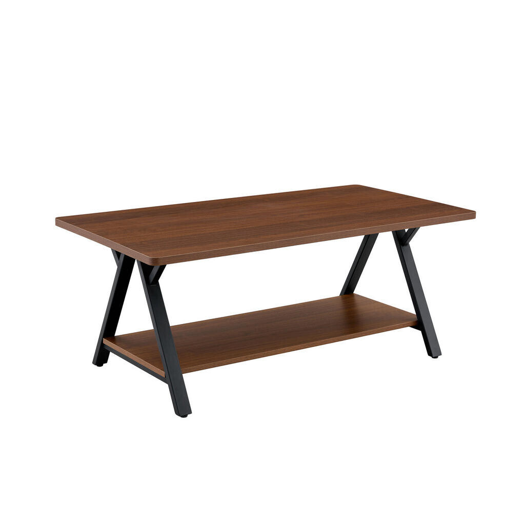 OKWISH KONFERENČNÍ stolek 110/57/44,5 cm ořechová barva z MDF s kovovou konstrukcí a úložnou policí