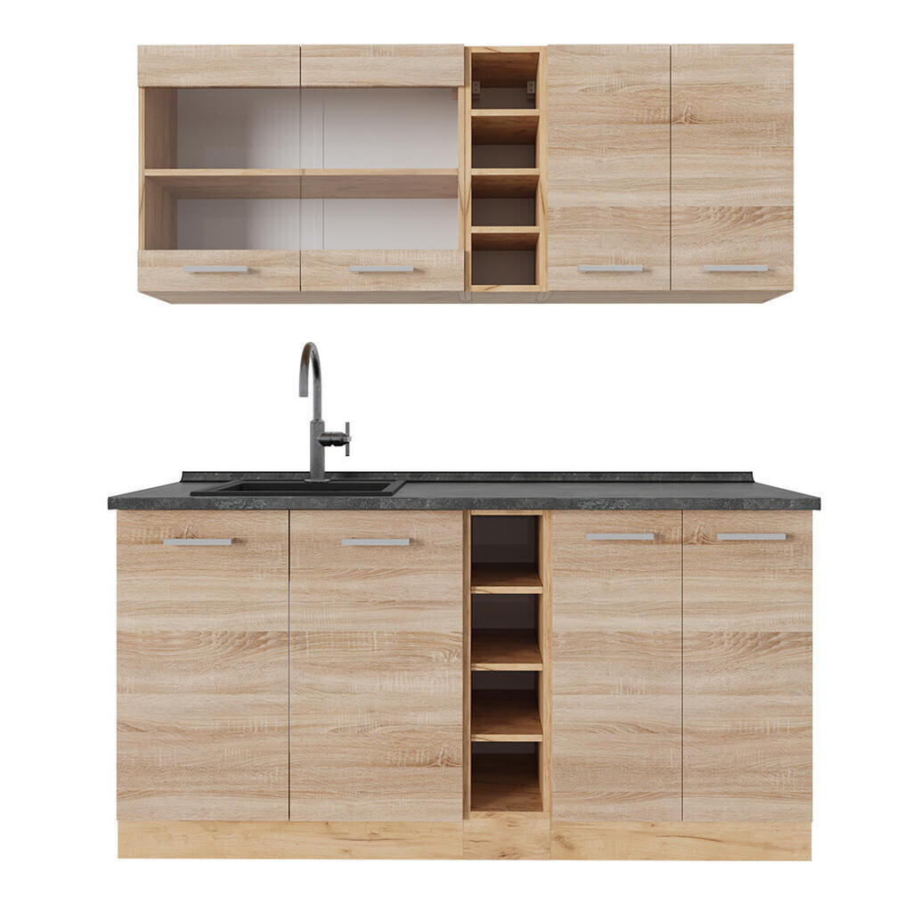 Vicco JEDNOTKOVÁ KUCHYNĚ R-Line Dub Sonoma/Goldkraft 160 cm , PD Antracit