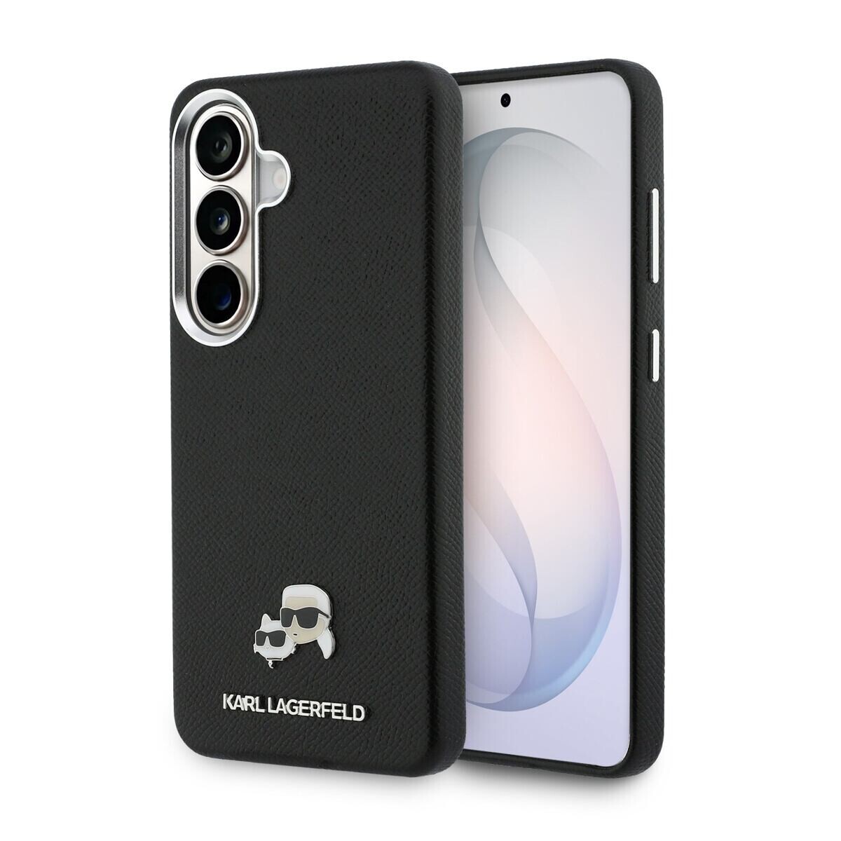 Karl Lagerfeld Grained PU Leather K&CH Heads Magnetic Zadní Kryt pro Samsung Galaxy S26+ Black KLHMS26M6PFKCLK