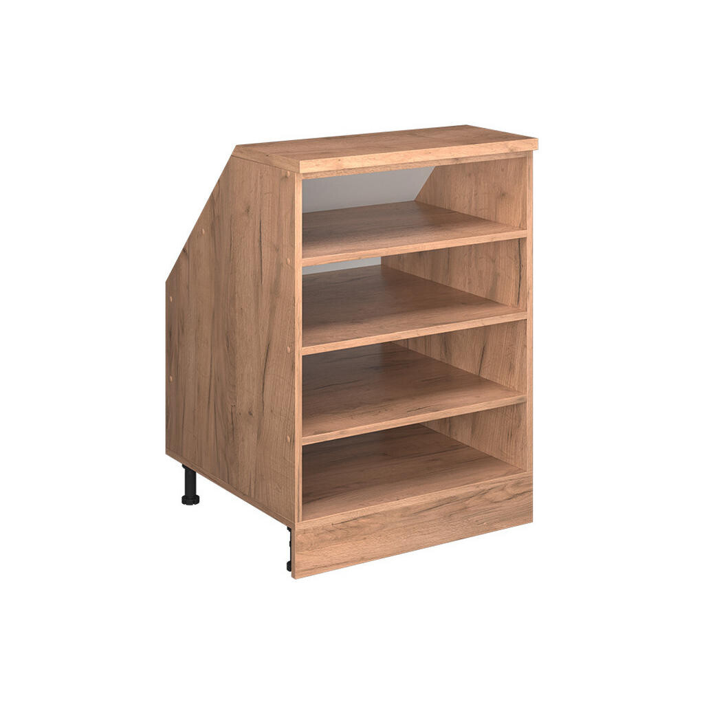 Vicco KUCHYŇSKÁ SKŘÍŇKA POD ŠIKMOU STŘECHU R-Line Zlatý mocný dub 60 cm se 4 přihrádkami, korpus skříně hloubka 60 cm