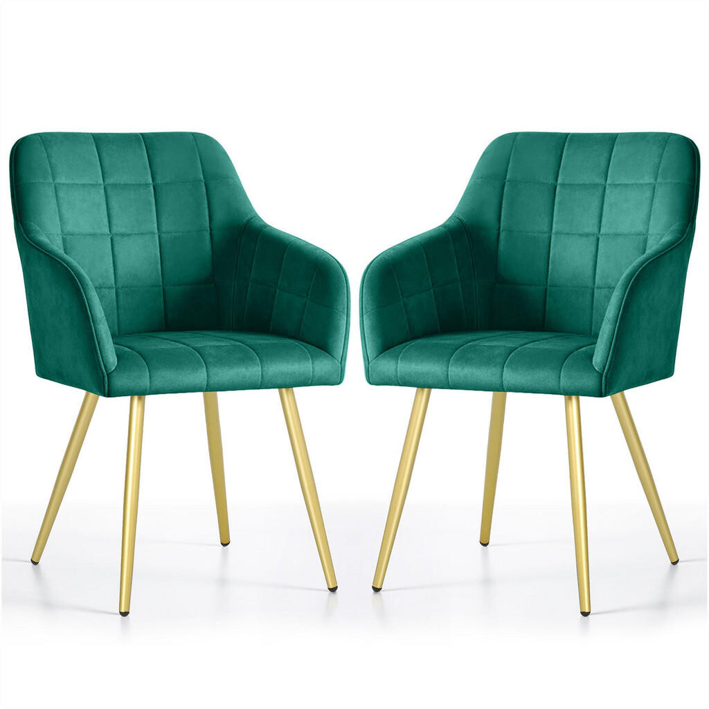 RAUMHIRSCH FURNITURE ČALOUNĚNÁ ŽIDLE, sada 2 ks, kovové nohy, zelená, zlatá 54/82/58