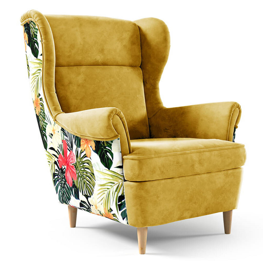 Beautysofa KŘESLO ušák Havana ve skandinávském stylu, žlutá