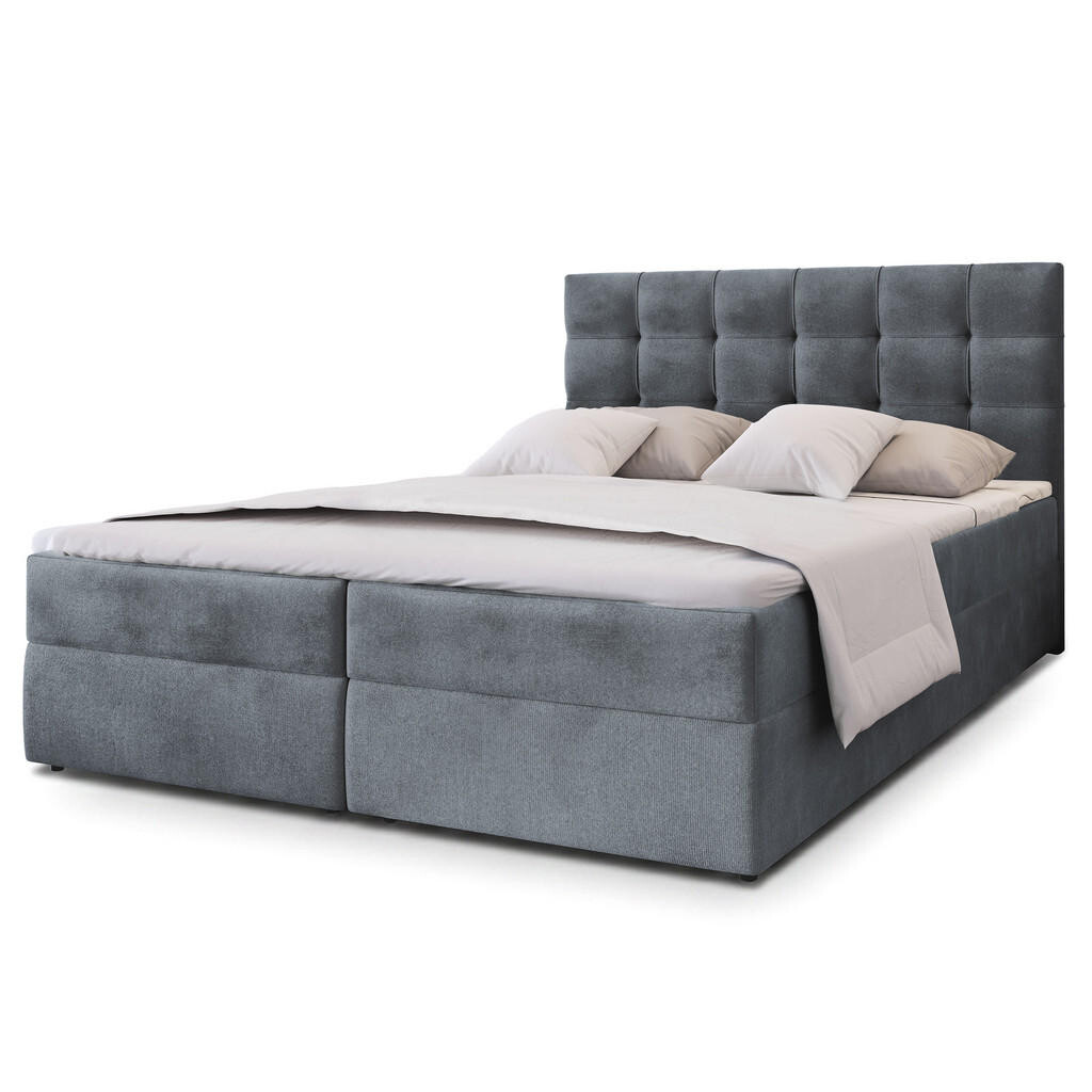 MASSENO AMERICKÁ POSTEL GLOS 160x200 cm, s matrací a úložným prostorem, šedá