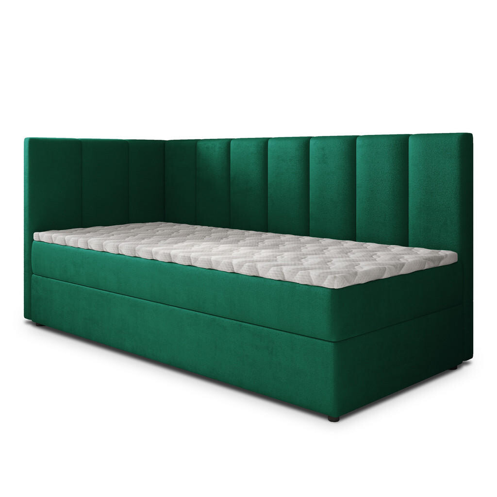 MASSENO AMERICKÁ POSTEL BEVE 100x200 cm, s matrací a úložným prostorem, tmavě zelená