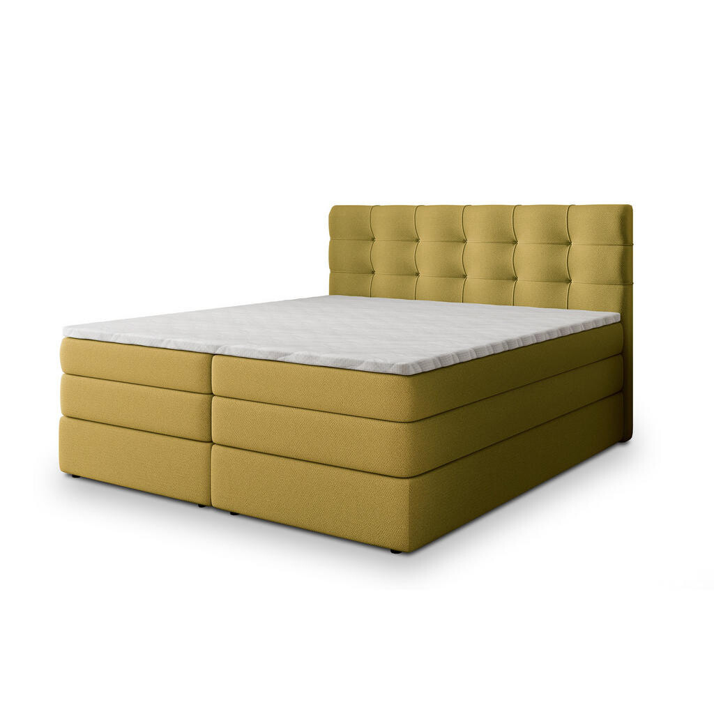 MASSENO POSTEL BOXSPRING AREZI 140x200 cm, s matrací a úložným prostorem, žlutá