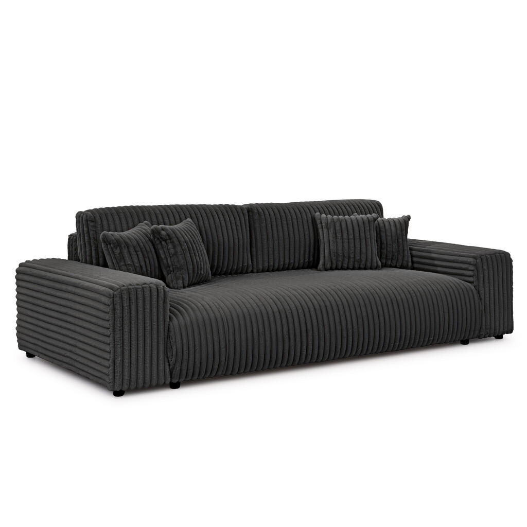 S-Style POHOVKA BIG SOFA Mollis s funkcí spaní a úložným prostorem v tmavě šedé barvě z plyšového manšestru