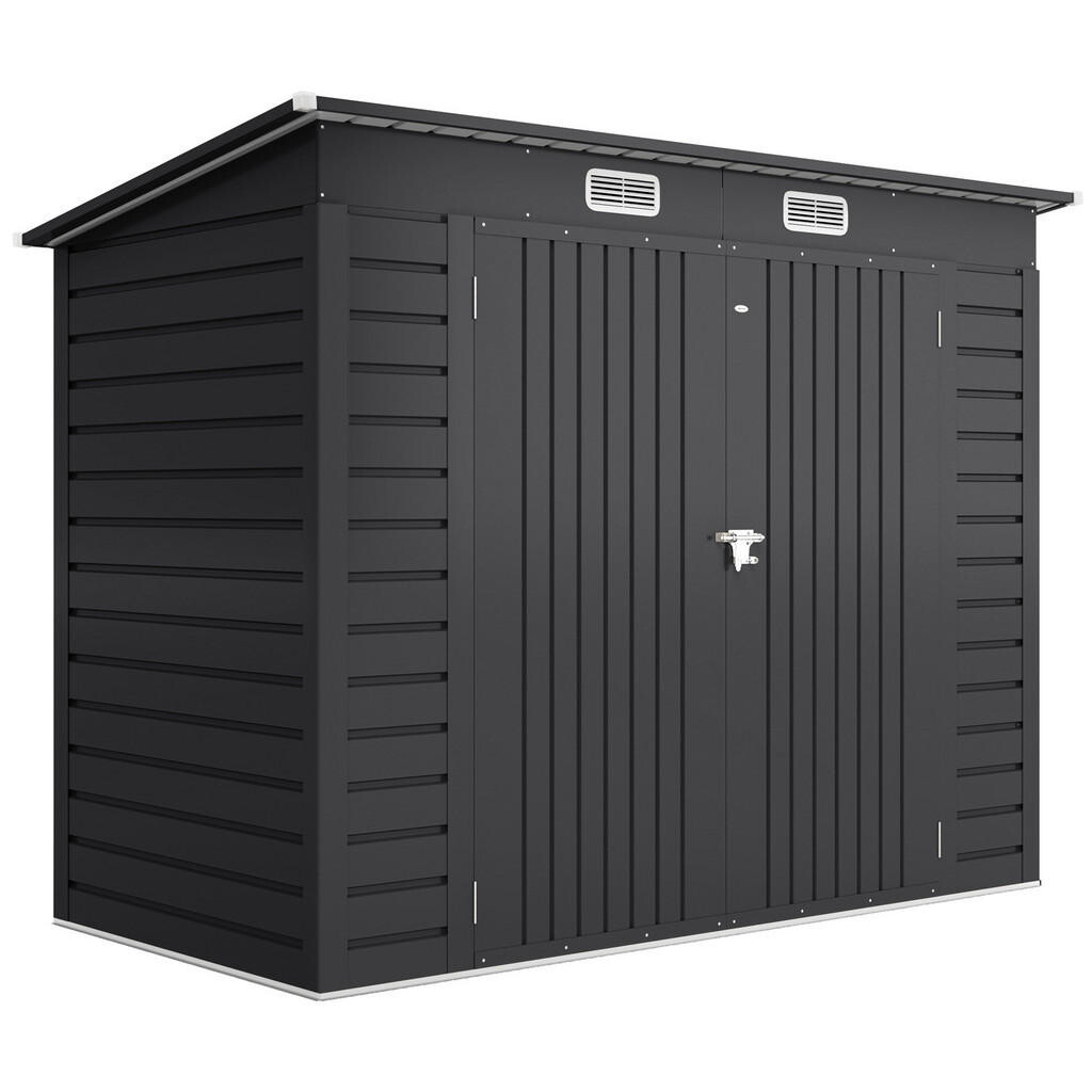 Outsunny KŮLNA z oceli, 2,7 m² kůlna s dvojitými dveřmi, zámkem a UV ochranou