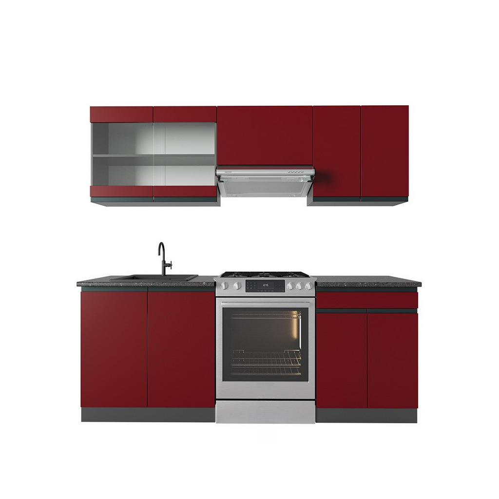 Vicco KUCHYŇSKÝ KOUT R-Line Červená/antracitová 200 cm , PD Antracit