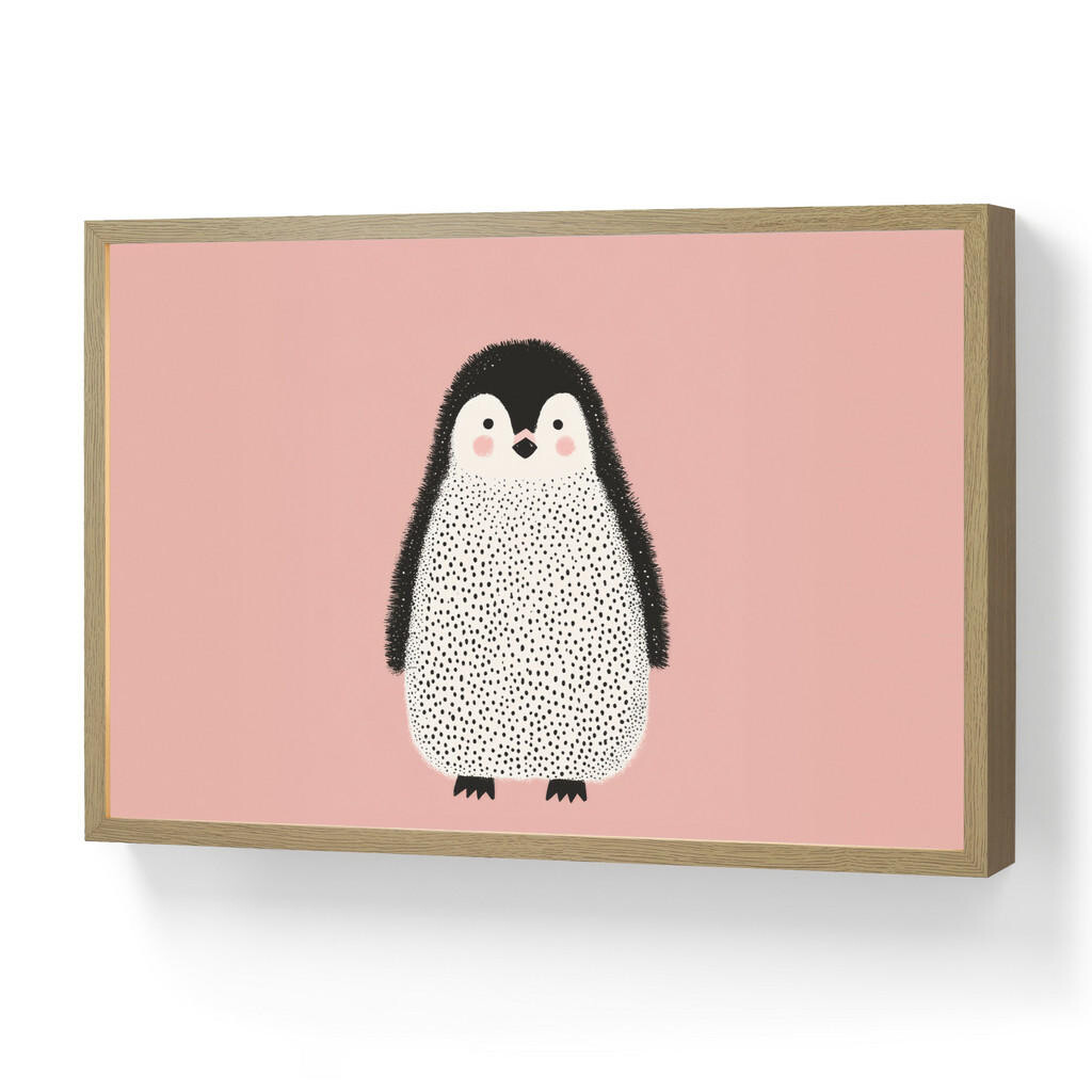 OnlyWow DOBÍJECÍ NOČNÍ LAMPIČKA Tučňák - Tečky - Minimalistický - Růžový 60x40 cm