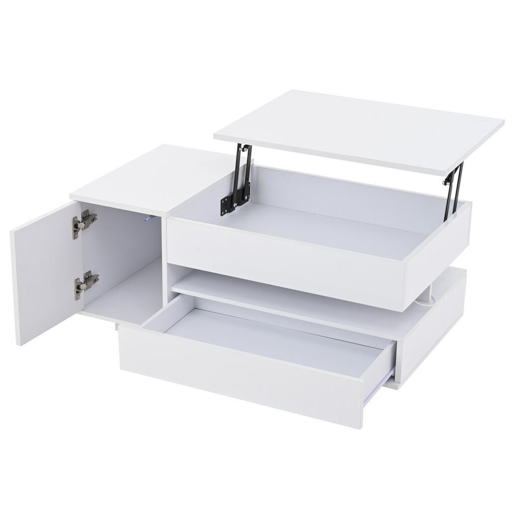 OKWISH KONFERENČNÍ stolek 95/50/34,5 cm bílý z dřevotřísky s LED a výklopnou deskou