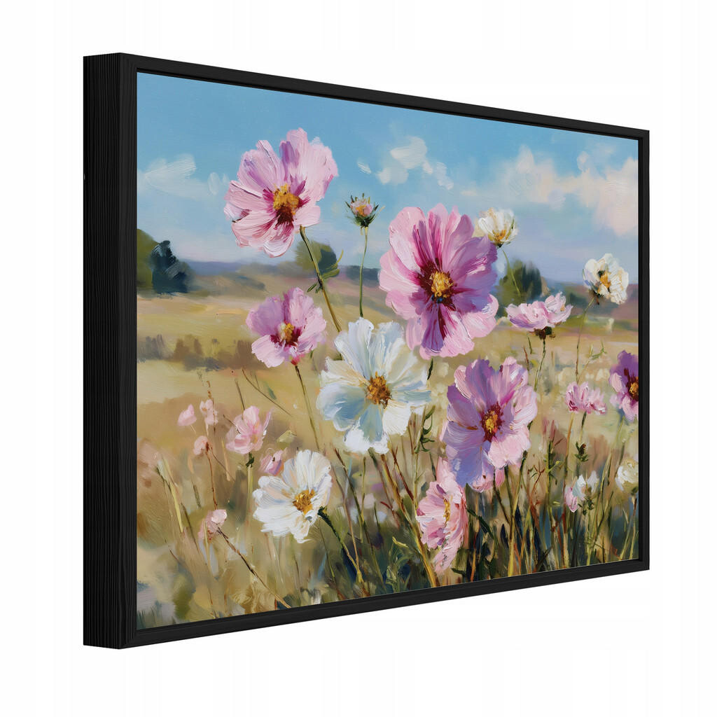 Wallarena ZARÁMOVANÉ obrazy květiny louka růžová 120x80 cm