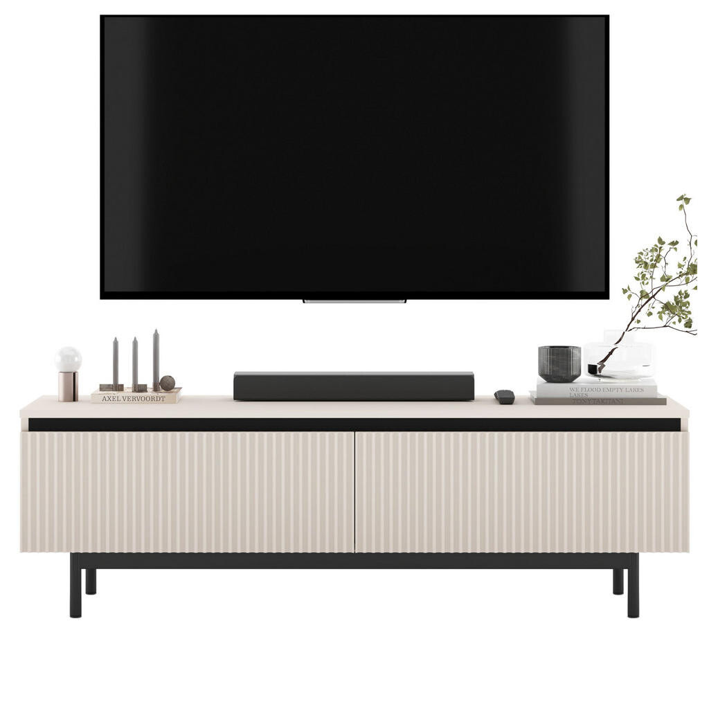 Meble Lindner TV-STOLEK Selene matný kašmír 140 cm s kovovým rámem