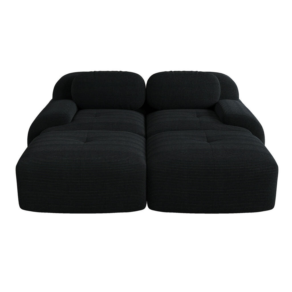 OKWISH 2MÍSTNÁ modulární pohovka černá z manšestru s ergonomickými područkami a protiskluzovou základnou