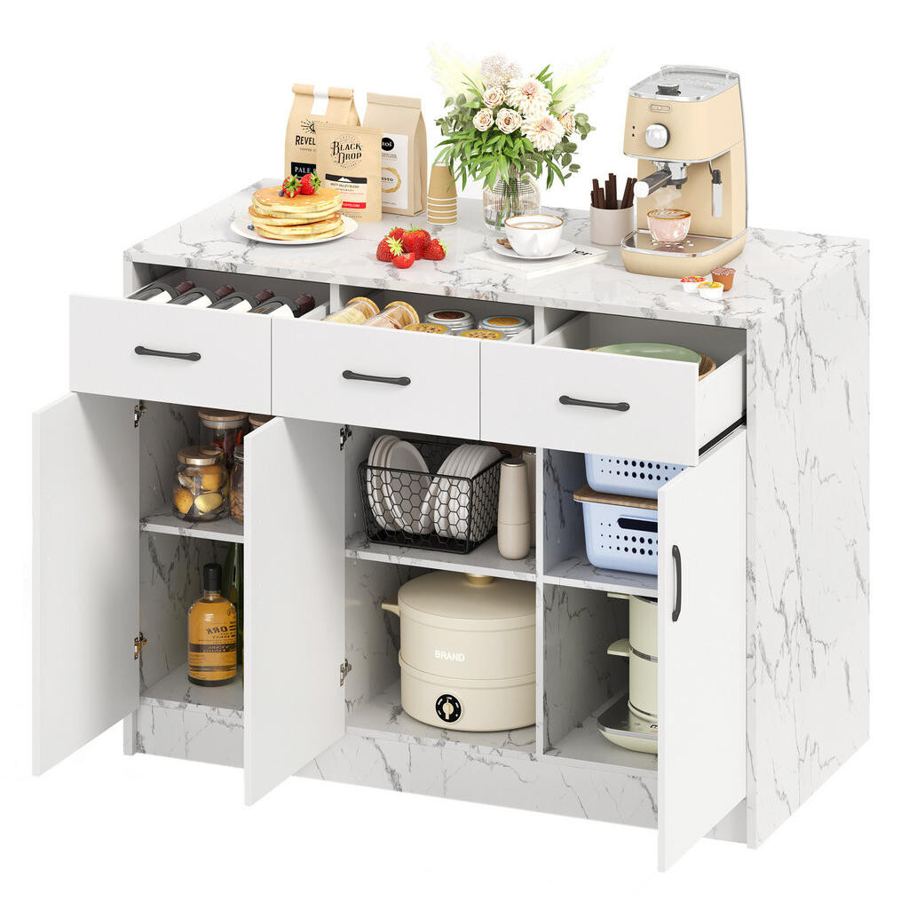OKWISH KUCHYŇSKÝ ostrov 120/60/90,5 cm bílá z MDF s barovým prostorem a úložným prostorem