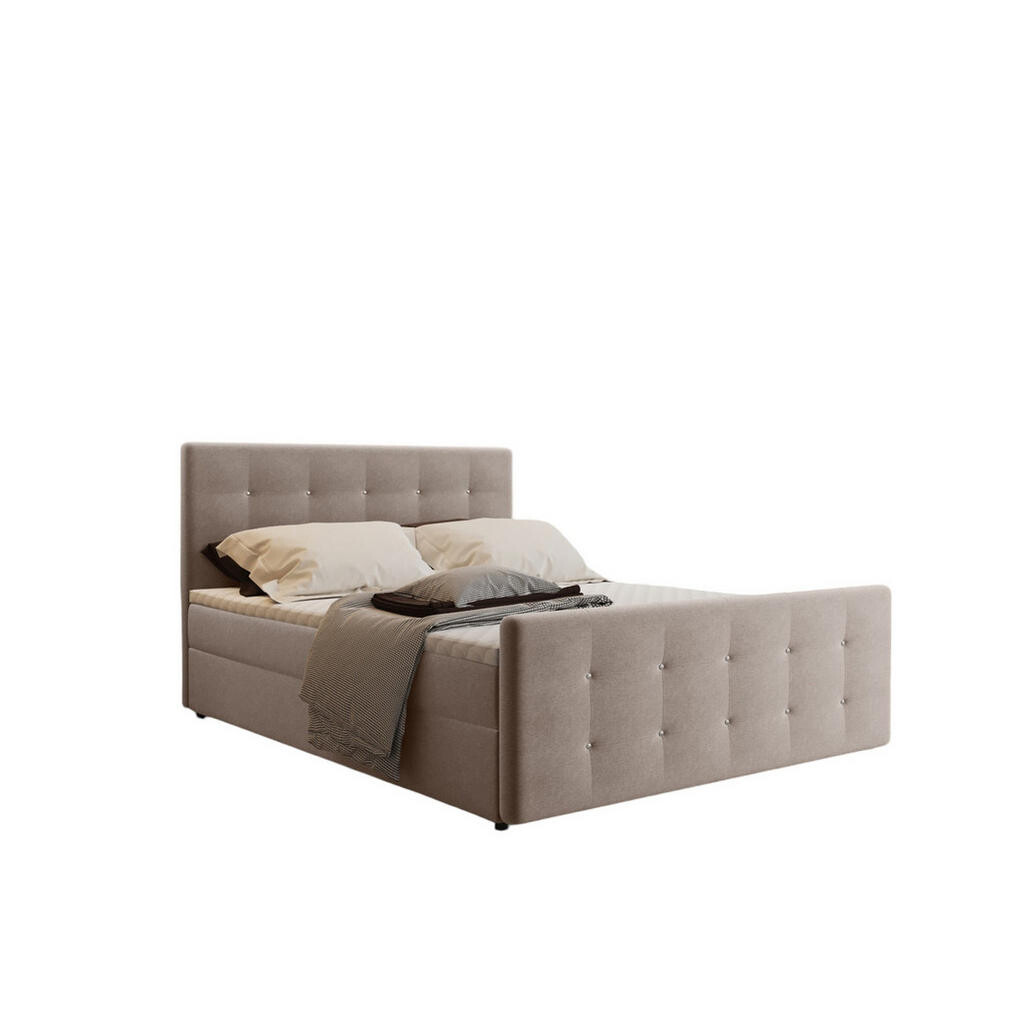 Kaiser Möbel KONTINENTÁLNÍ POSTEL s úložným prostorem, matrací a topperem AMOR Béžová 200x200 cm H2-Pocket