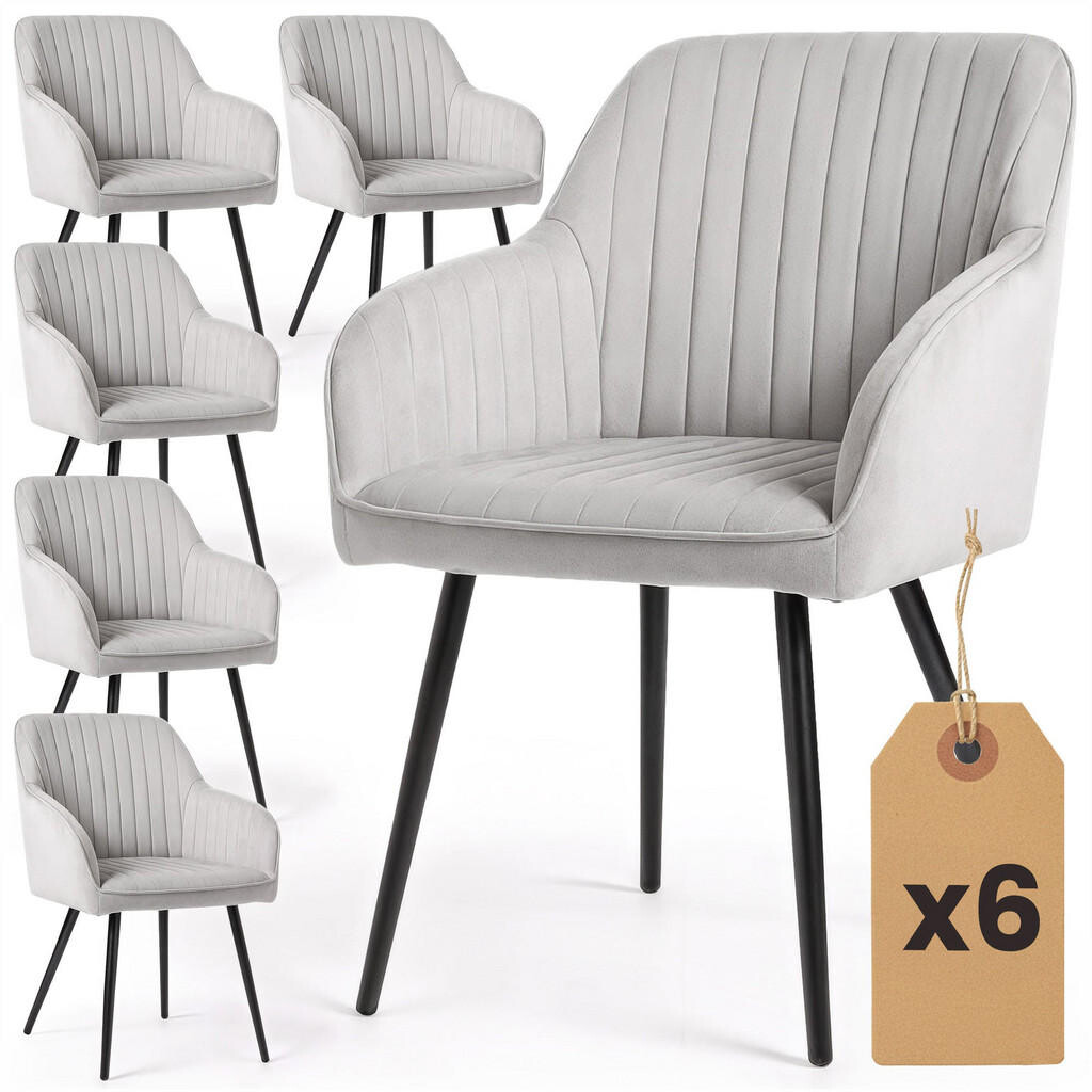 RAUMHIRSCH FURNITURE ČALOUNĚNÁ ŽIDLE, sada 6 ks, kovové nohy šedé, černé 54,5/82/58
