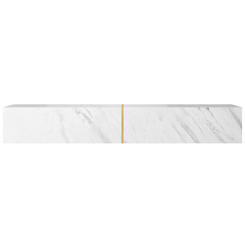 Selsey TV stolek Bisira bílý mramorový dekor / zlatý 200/30/32 cm