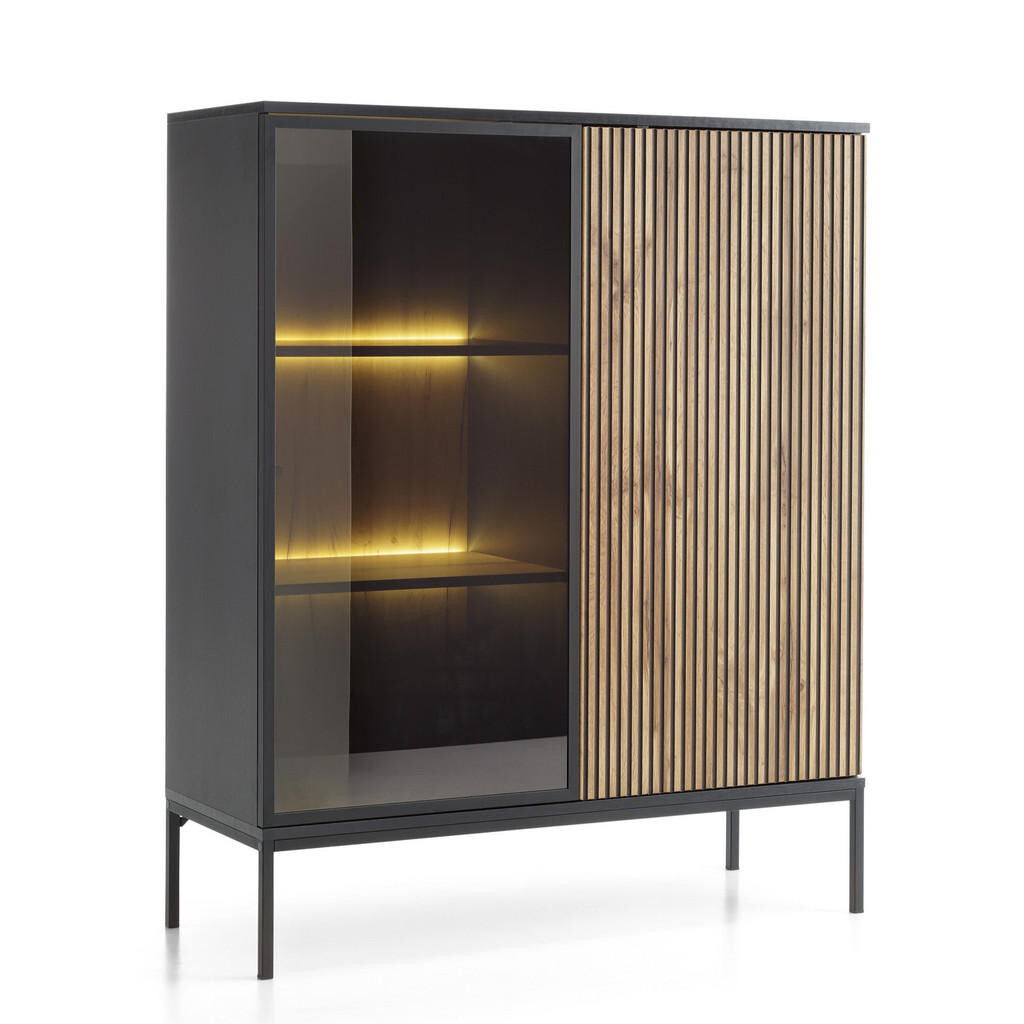 MASSENO VITRÍNA SENTIERO 104/126/39 cm Černá