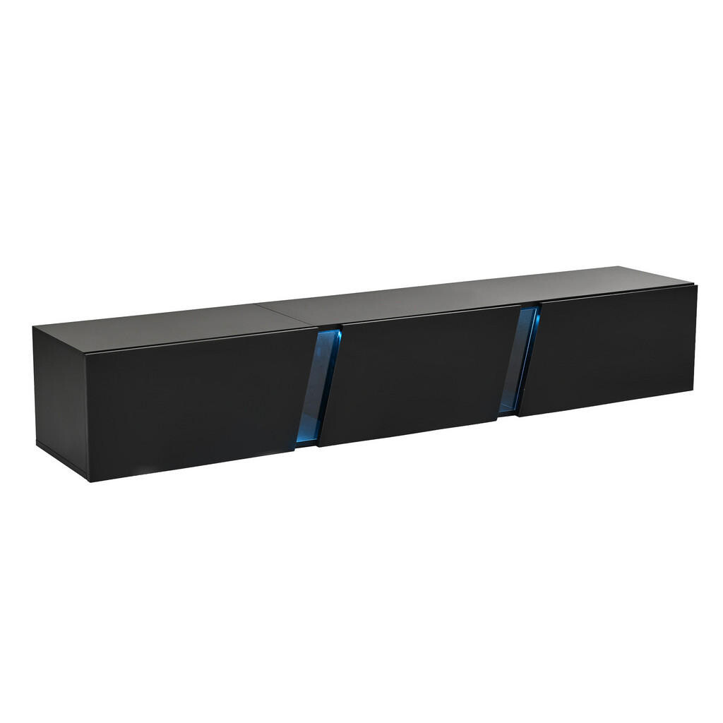 FLIEKS NÁSTĚNNÁ KOMODA LED Lesk Černá 3 Dveře
