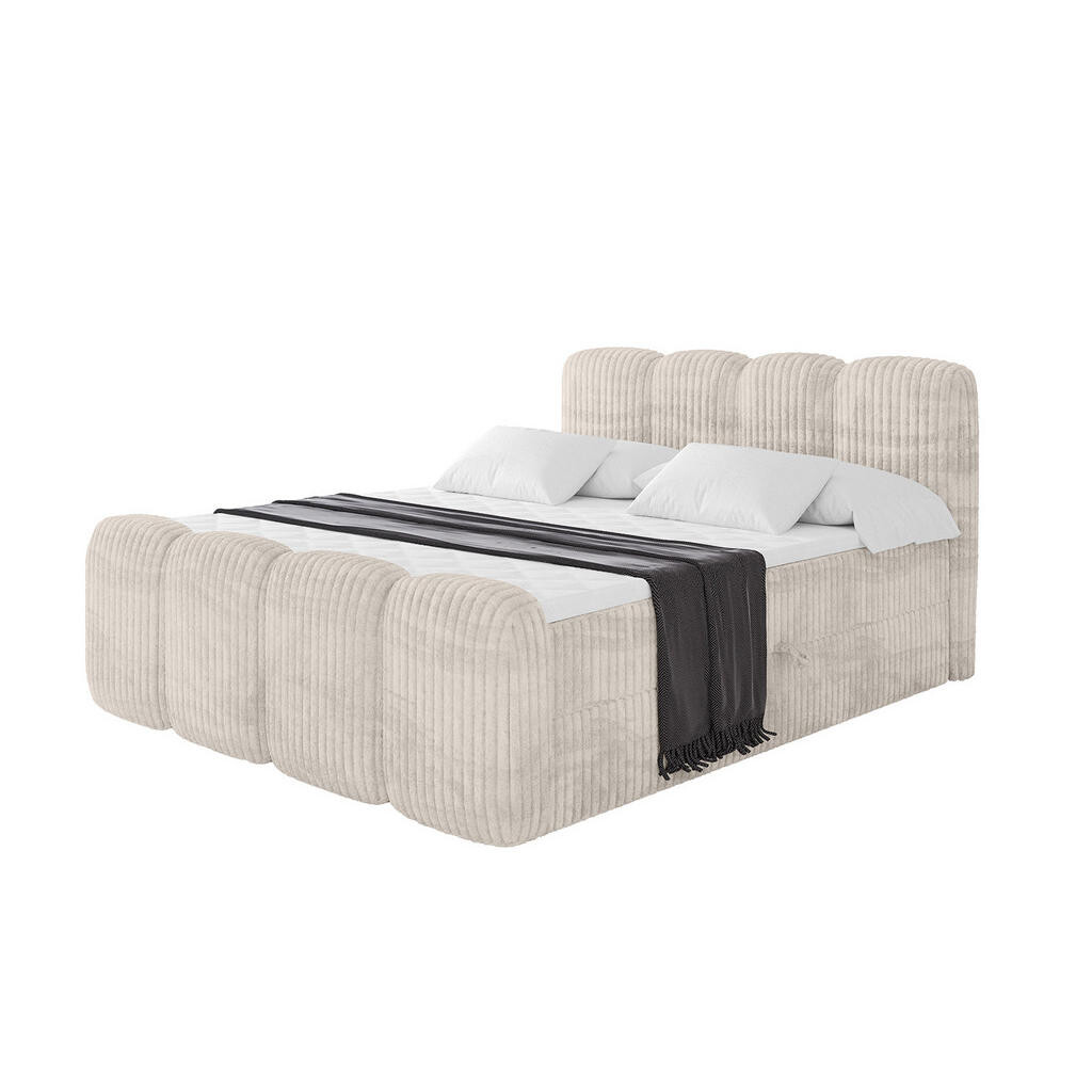 ALTDECOR AMERICKÁ postel s matrací H4 a roštem – NINA-Z – 180 × 200 cm – krémová