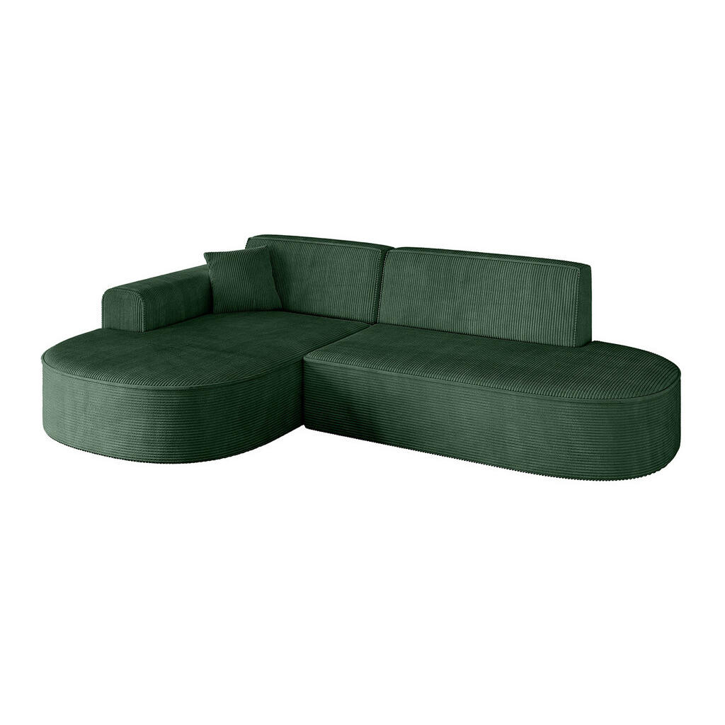 ALTDECOR ROHOVÁ SEDACÍ SOUPRAVA s otomanem vlevo MARI-L1 – 243 x 171 x 79 cm, zelený manšestr