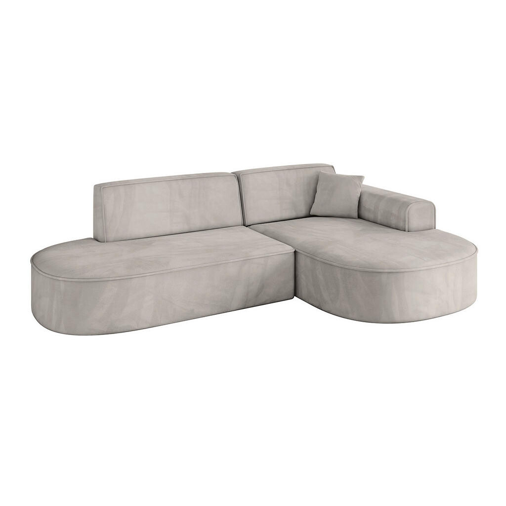 ALTDECOR ROHOVÁ SEDACÍ SOUPRAVA s otomanem vpravo MARI-L1 – 243 × 171 × 79 cm, světle hnědá barva, velur