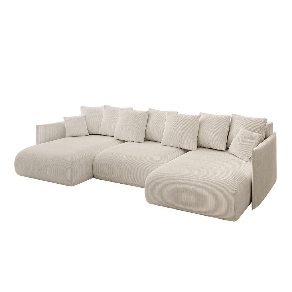 ALTDECOR SEDACÍ SOUPRAVA s funkcí lůžka a úložným prostorem pod sedákem ONESK-U 317x177x72 béžový manšestr