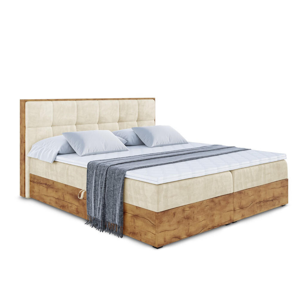 ALTDECOR AMERICKÁ postel s matrací H4 a lamelovým roštem – LOLLI7 – 140 x 200 – béžová