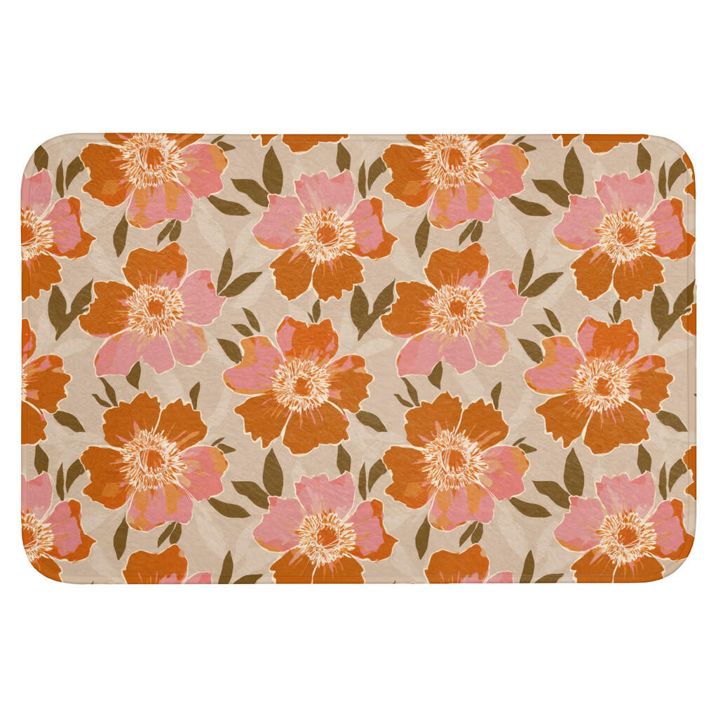 OnlyWow KOUPELNOVÁ PŘEDLOŽKA Květiny - Motiv - Retro 90x60 cm