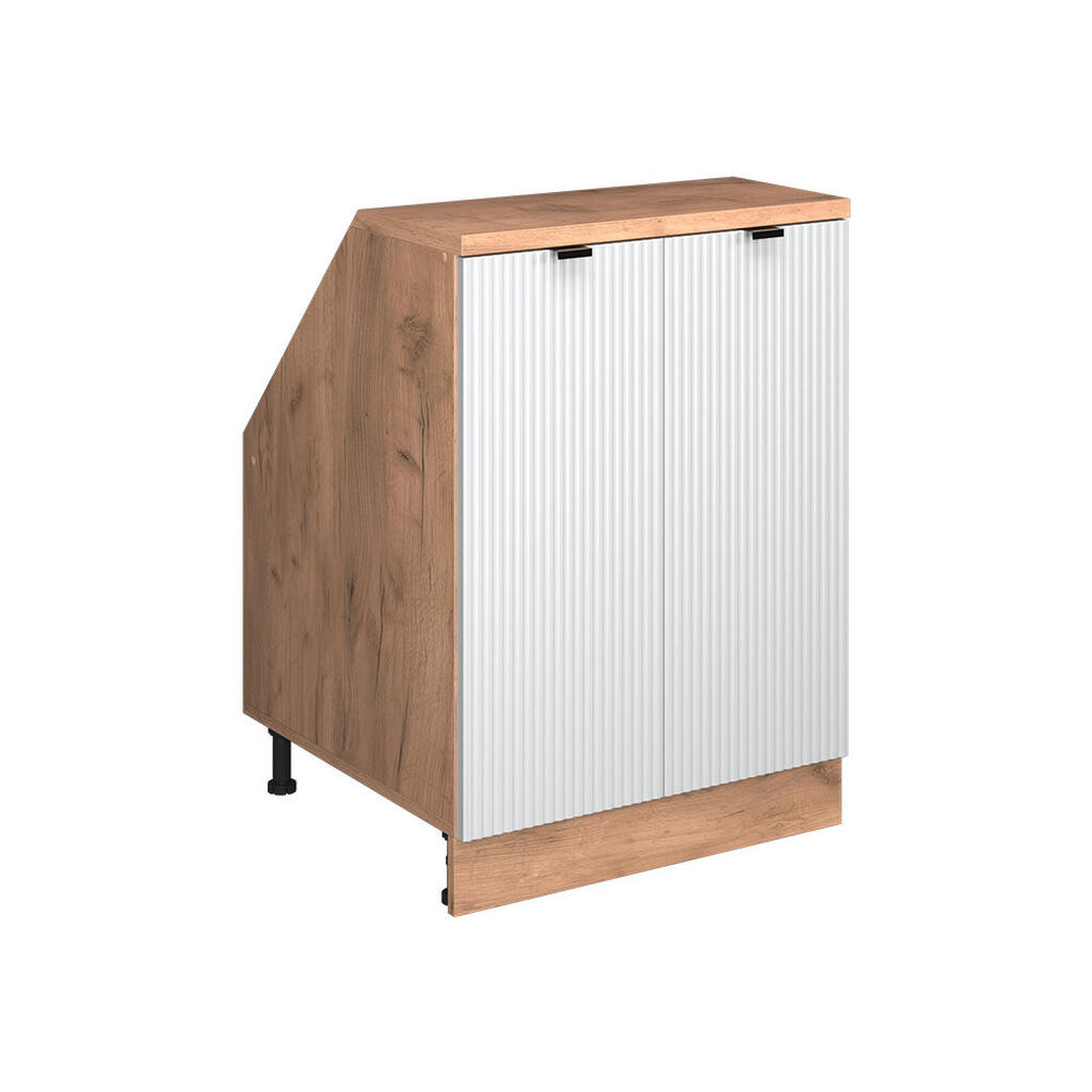 Vicco KUCHYŇSKÁ SKŘÍŇKA POD ŠIKMOU STŘECHU R-Line Bílé zvlnění 60 cm se 2 dveřmi, korpus skříně hloubka 60 cm