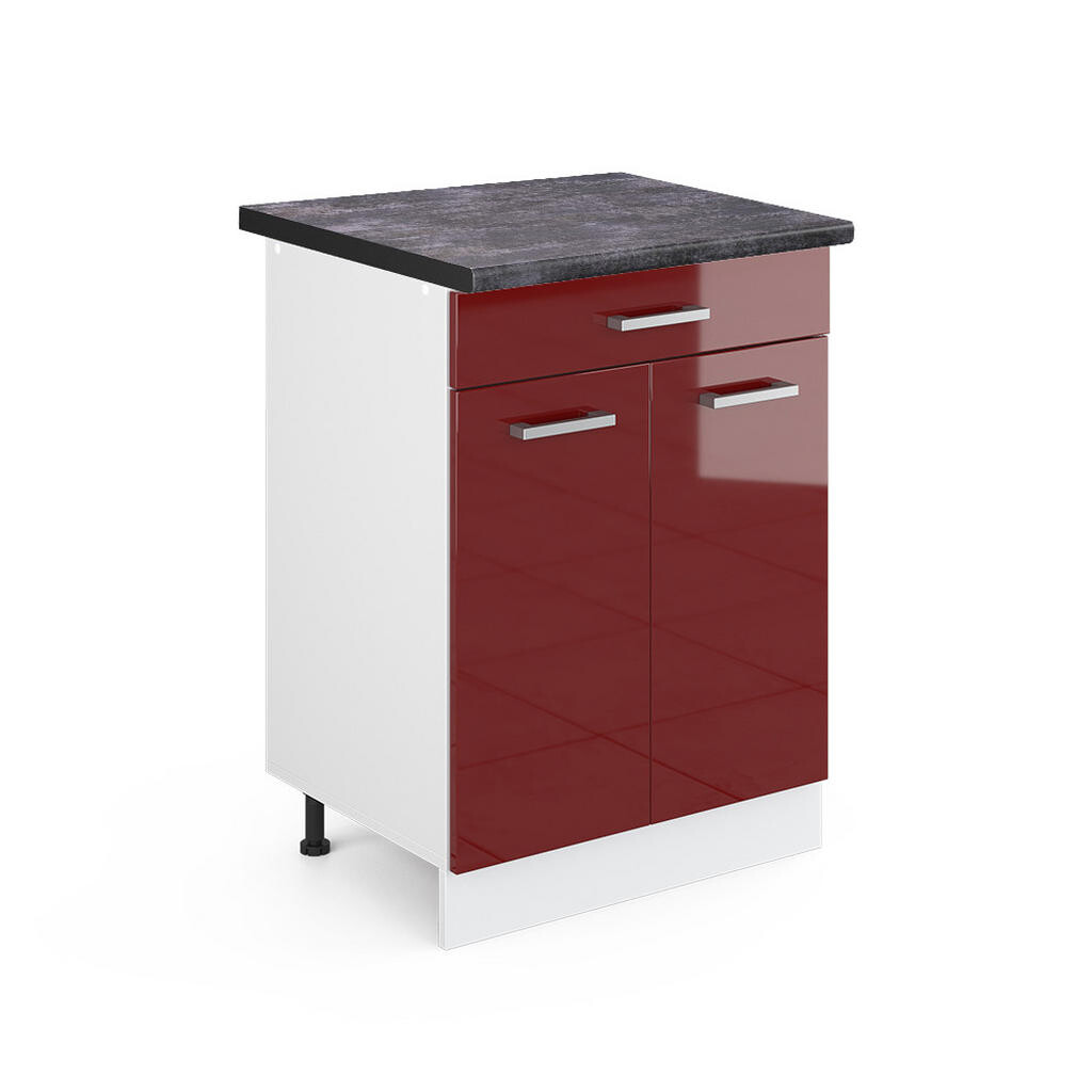 Vicco SPODNÍ SKŘÍŇKA KUCHYŇSKÉ LINKY R-Line Červená vysoký lesk 60 cm se zásuvkou, PD Antracit