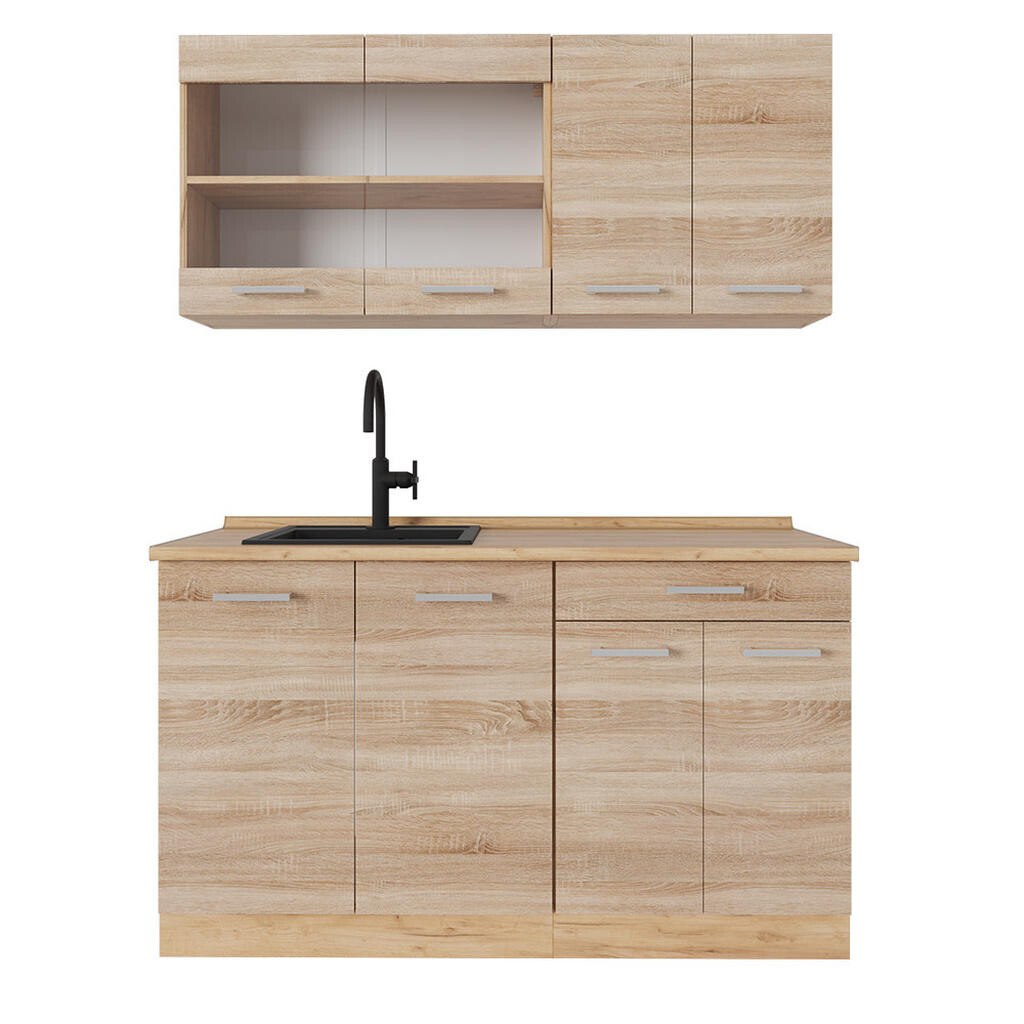 Vicco JEDNOTKOVÁ KUCHYNĚ R-Line Dub Sonoma/Goldkraft 140 cm bez pracovní desky