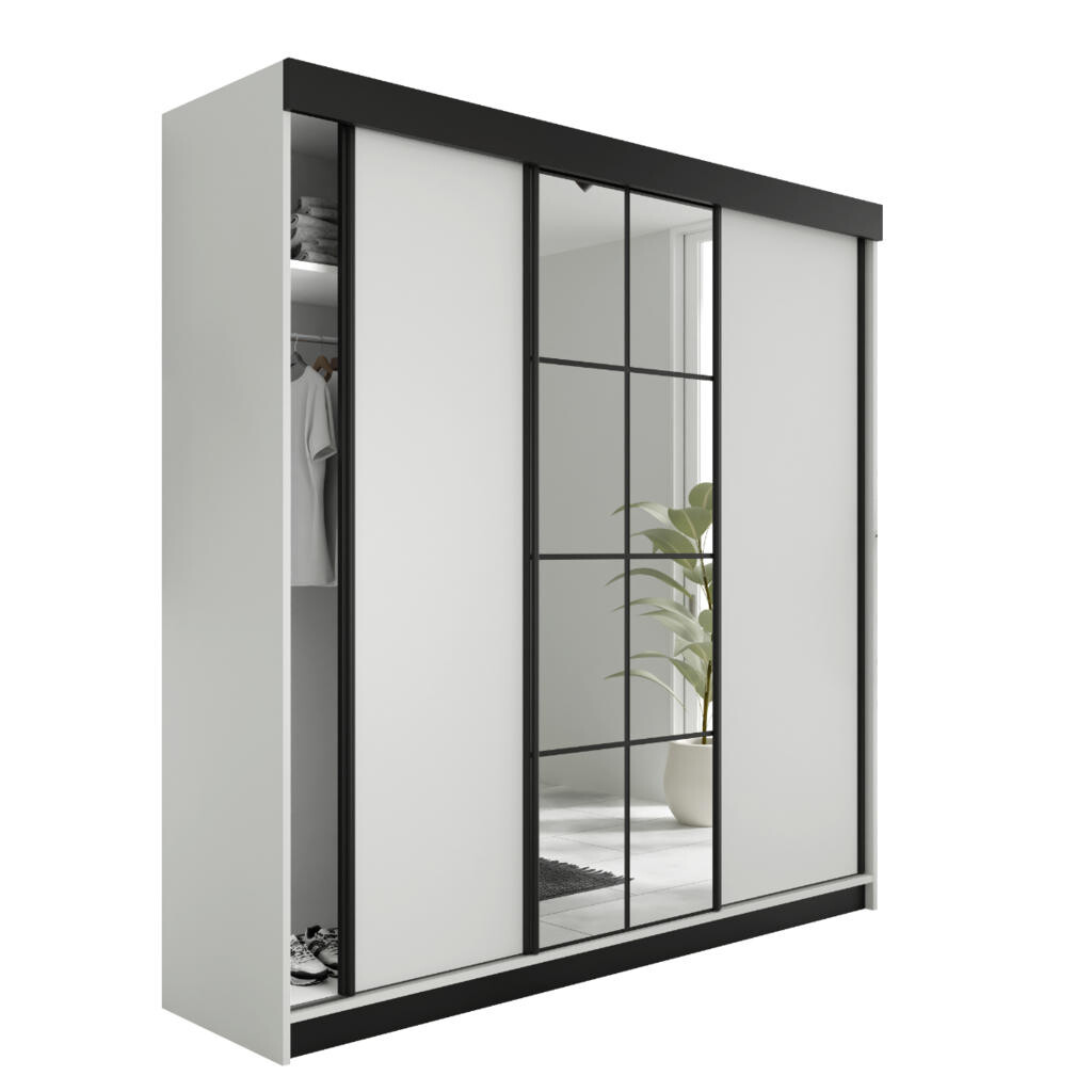 Kier Furniture POSUVNÁ ŠATNÍ SKŘÍŇ LAMARO Bílá 200x205x59cm