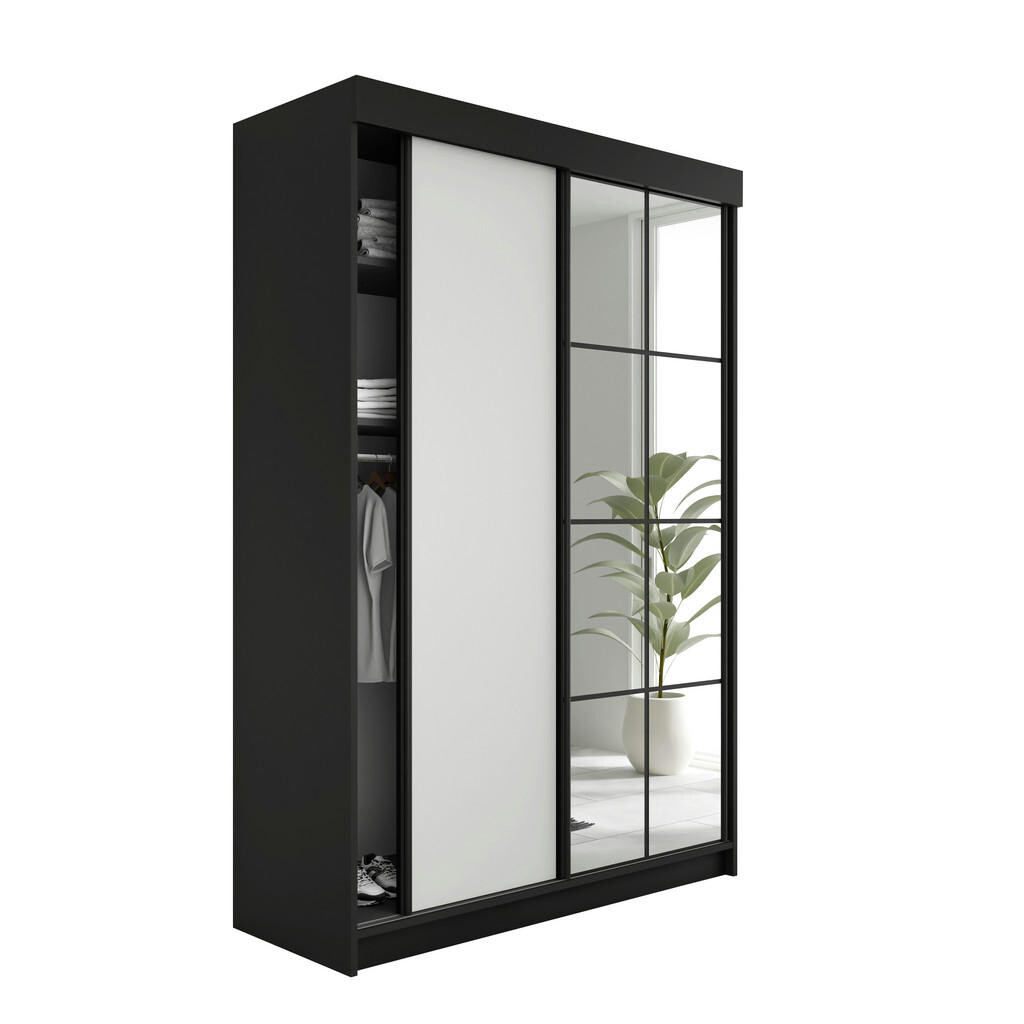 Kier Furniture POSUVNÁ ŠATNÍ SKŘÍŇ LAMARO 167x205x59cm - Černá & Bílá