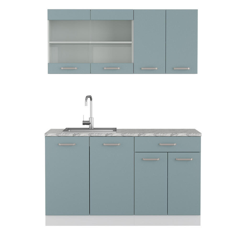 Vicco JEDNOTKOVÁ KUCHYNĚ R-Line Modrošedá 140 cm s pracovní deskou