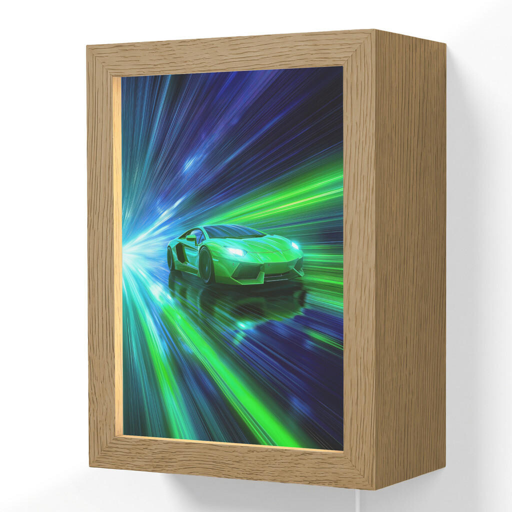 OnlyWow NÁSTĚNNÁ LAMPA Rychlost - Lehké - Sportovní vůz - Zelená 15x20 cm